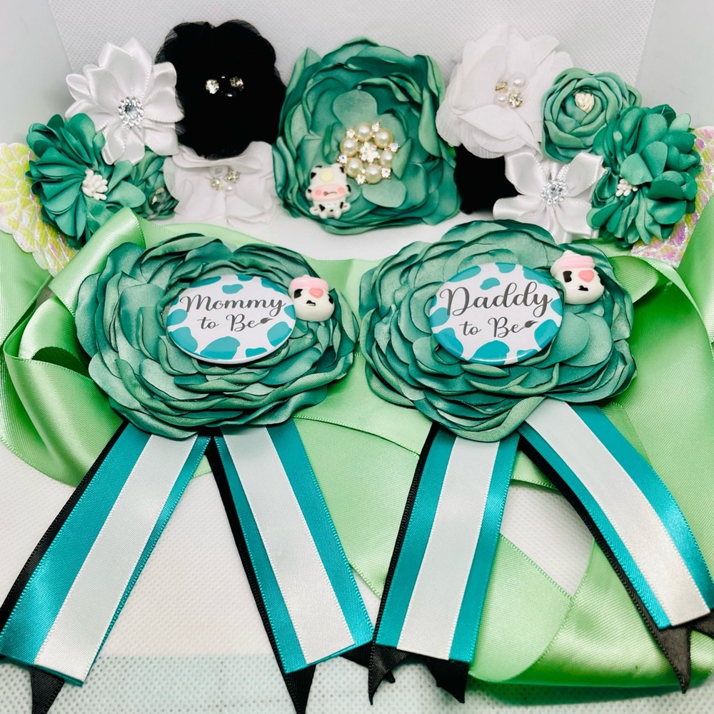Maternity Sash and Corsage Set Mommy and Daddy to Be